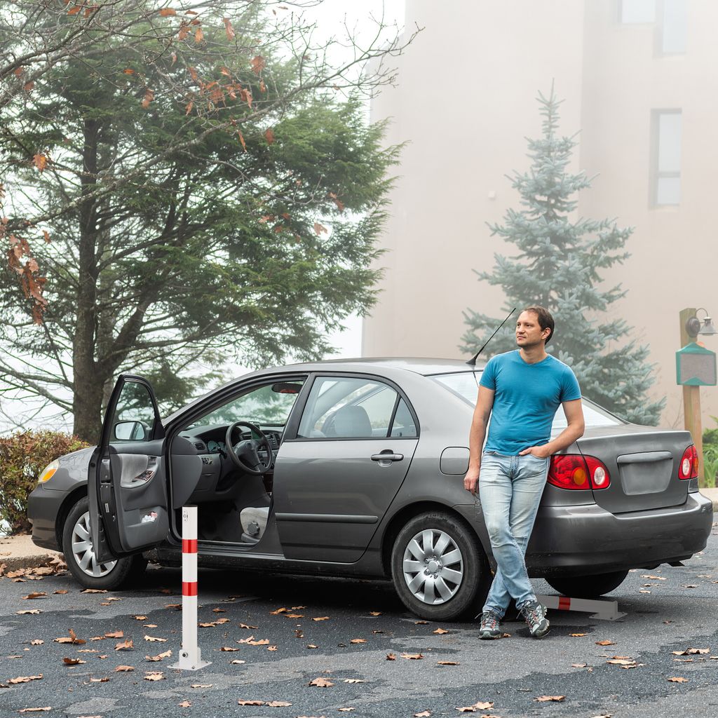 Relaxdays 4 X Absperrpfosten Eckig, Parkplatzsperre Produktbild-Vorschau 2