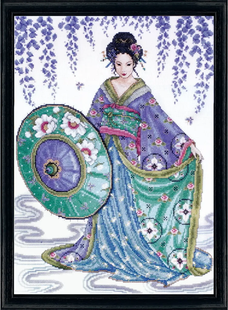 Kit de broderie point de croix Garten Geisha Design Works 30x43 cm complet