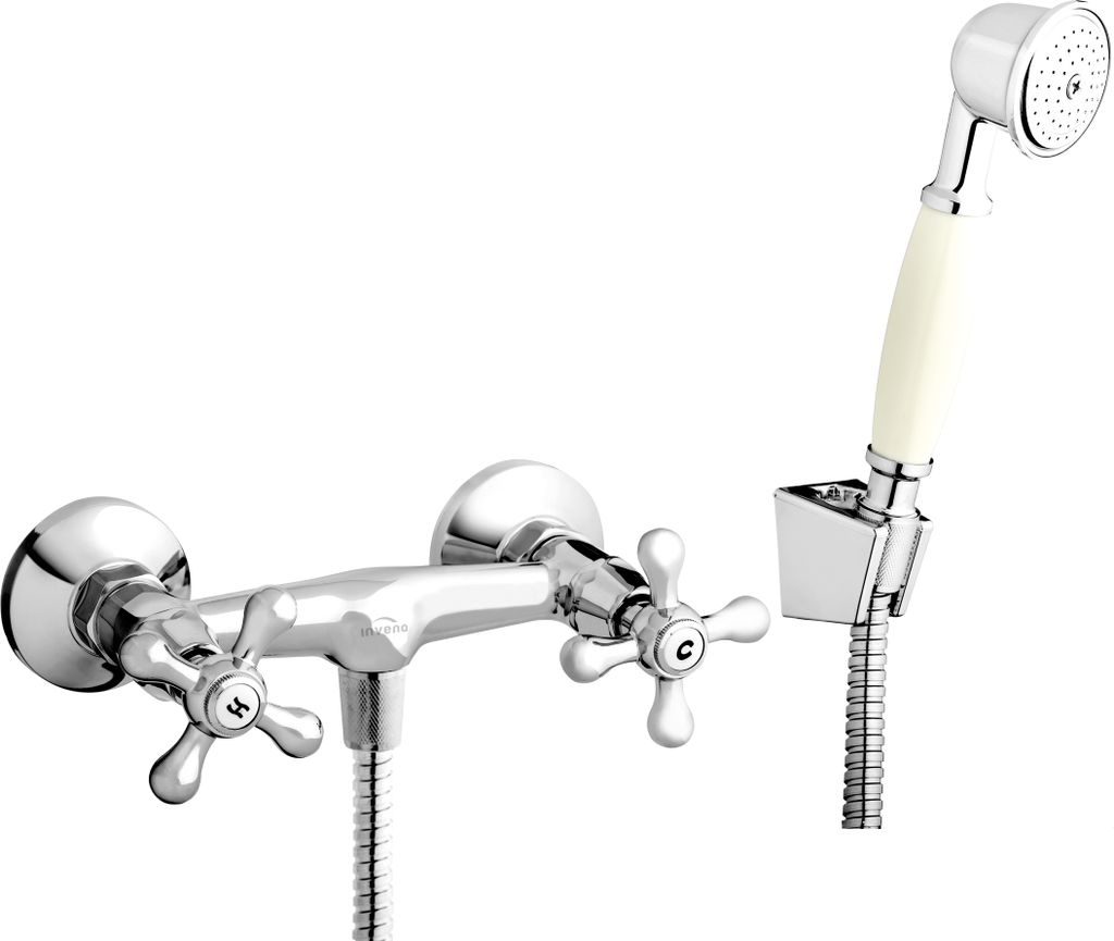 BADLAND Komplette Set Brausearmatur Wasserhahn ROMA Brausebatterie für Badezimmer in Silber