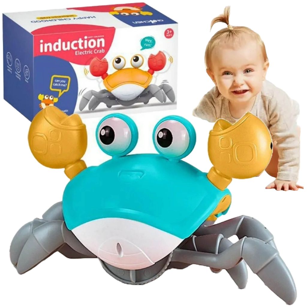 REVENTO Krabbe Baby Spielzeug - Kinderpielzeug mit Musik Baby ab 3 Jahre - Elektrische Krabbelspielzeug Junge Mädchen Geschenk Musikspielzeug