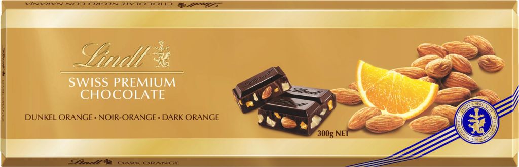 Lindt SWISS PREMIUM CHOCOLATE dark GOLD almond orange 300g Zdjęcie produktu 