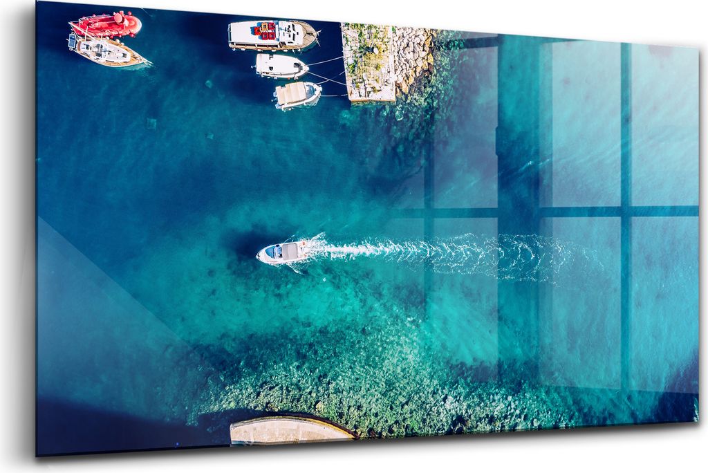 120x60 - Glasbilder - Bilder auf Wandbild - Foto auf Glas - Boote auf dem Meer