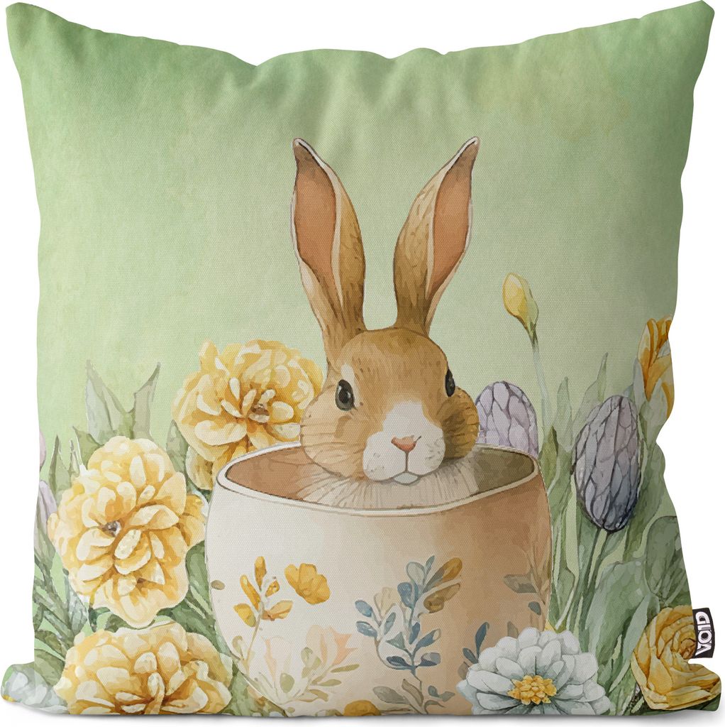 VOID Hase Eierschale Osterblumen Kissenhülle Polyester Zierkissen Couchkissen Ostern Osterdeko Deko