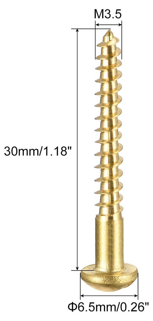 50 Stš¹ck Schlitz Rundkopf Holzschrauben M3,5 x 30mm Messing Blechschraube Halbrundkopf Linsenkopfschrauben