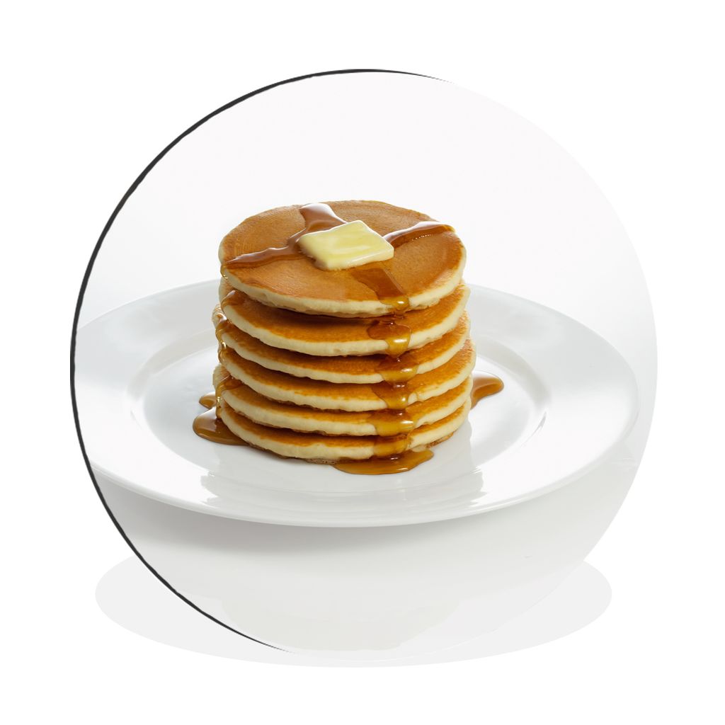 MuchoWow Aluminium Wandkreis Ein Stapel Pfannkuchen mit Butter und Sirup Ø 60 cm Wanddeko Modern Wohnzimmer - Wand Kreis - Wandbild - Schlafzimm...