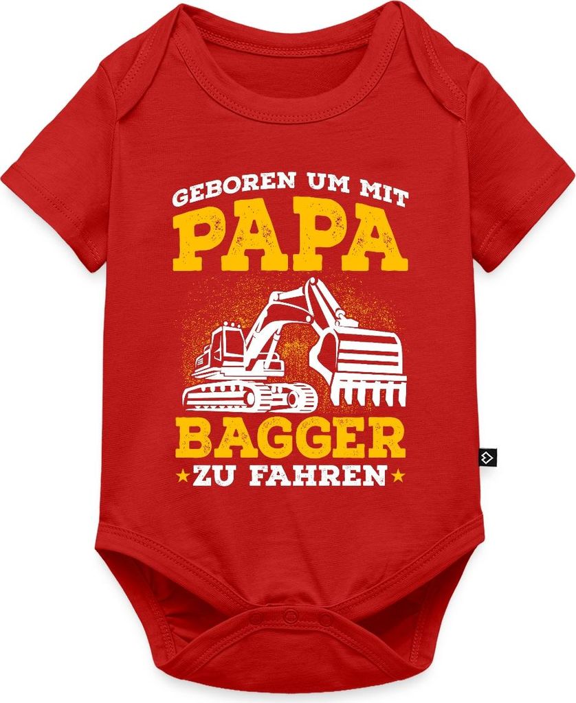 Spreadshirt Geboren Um Mit Papa Bagger Zu Fahren Kurzarm Tages Baby Body, 86 (12-18 M.), Rot