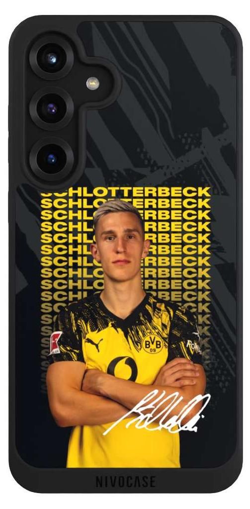 NIVOCASE Handyhülle für Samsung Galaxy S25+ Hülle NIVOpure Case Schwarz BVB Borussia Dortmund Nico Schlotterbeck