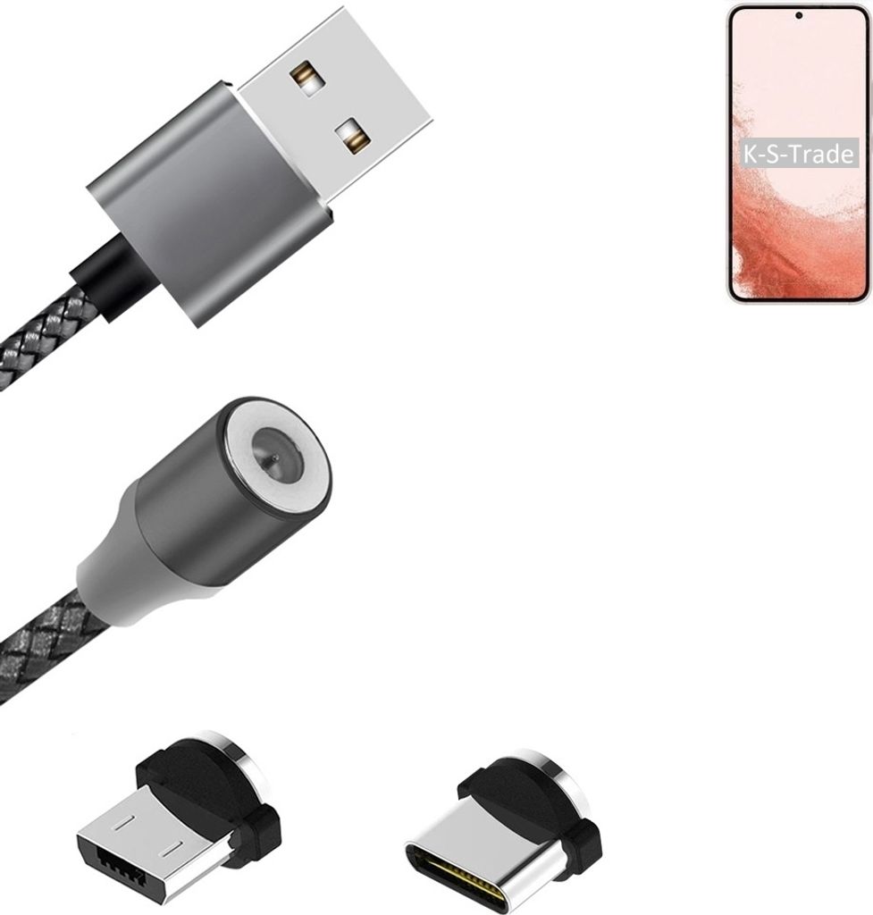 K-S-Trade Hochwertiges Magnet-Lade-kabel Sync-Kabel Daten-Kabel für Samsung Galaxy S22 Exynos mit USB-Typ-C-Anschluss und Micro-USB-Anschluss 2A bis