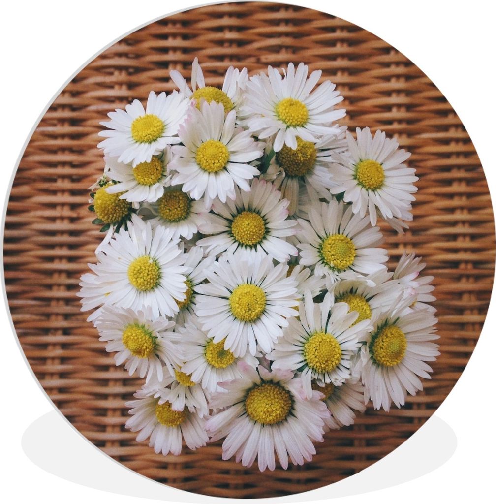MuchoWow Rundes Wandbild - Runde Bilder Buch mit Gänseblümchen auf einem Stuhl Ø 90 cm Kreis Wanddekoration Kunststoff - Wandkreis - Wandschmu...