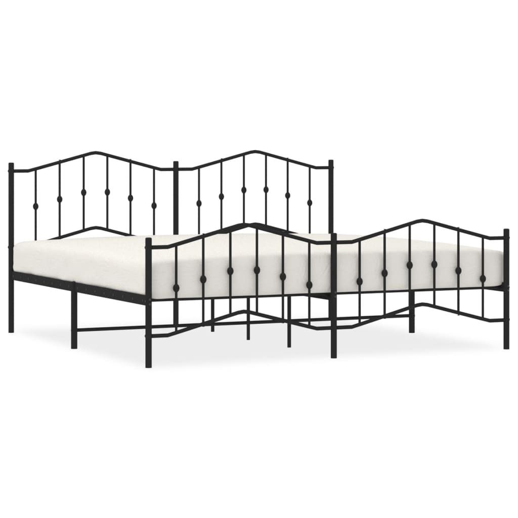 "2026 MODERNE"Bettgestell - Doppelbett - mit Kopf- und Fußteil Metall Schwarz 193x203 cm - Polsterbett Klassische Betten CC3770543
