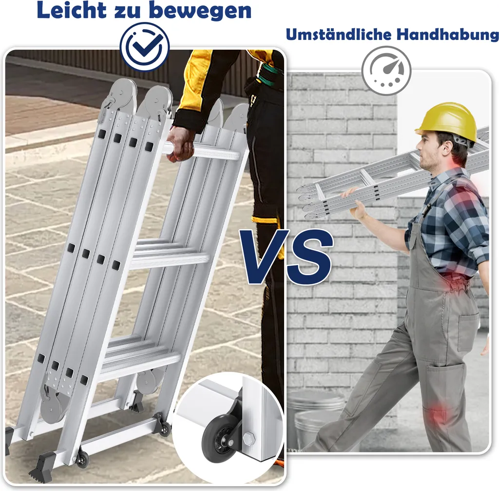 VA-Cerulean Échelle Polyvalente 3,4m en Aluminium avec Plateforme 150kg