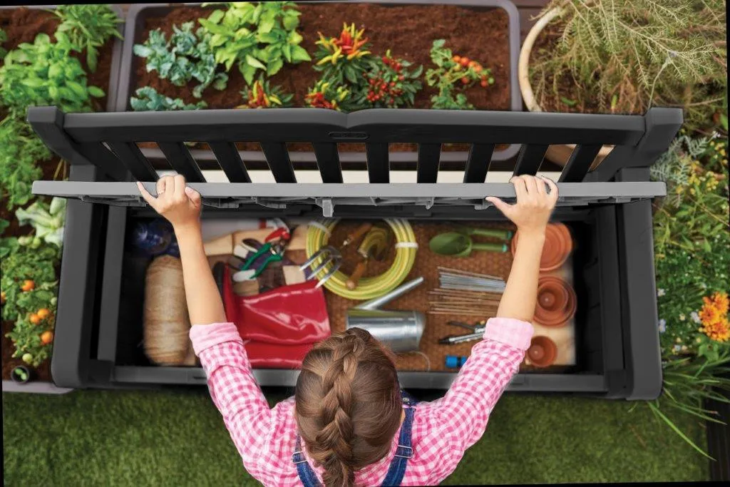 Keter Garden Bench Coffre de rangement extérieur anthracite 227L