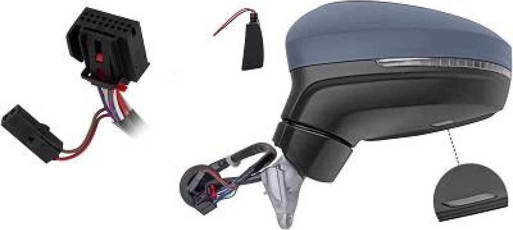 DIEDERICHS 2256525 Außenspiegel Seitenspiegel Links für VW TIGUAN (AD1) Asphärisch mit Memory Grundiert