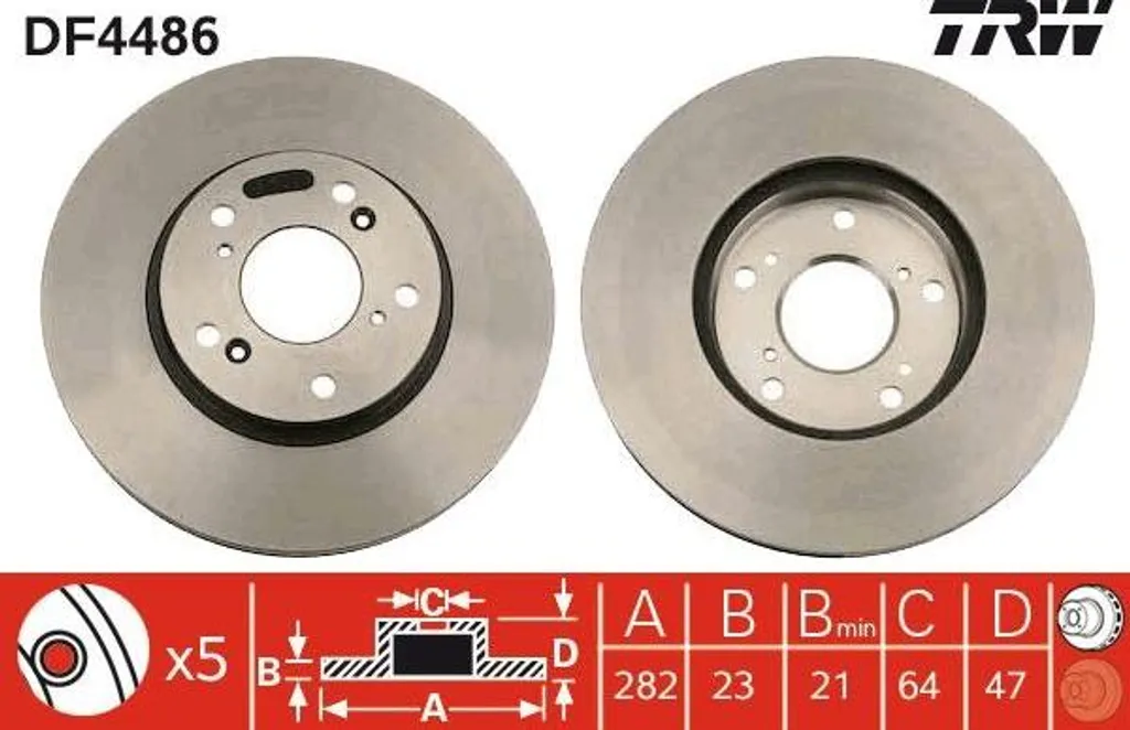 Éliminez les vibrations : Disque de frein TRW DF4486 pour Civic