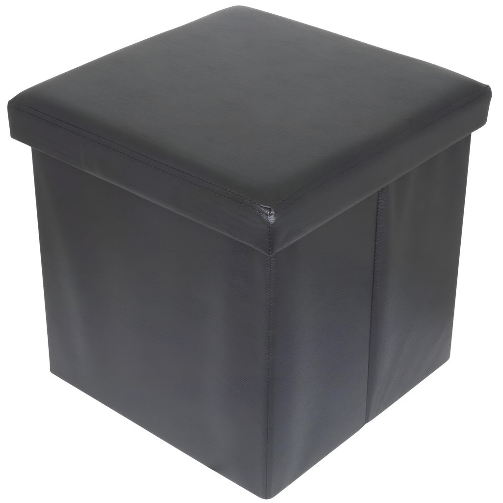 DOCHTMANN Taburet skládací, koženka černý 38x38x38cm Obrázek produktu 