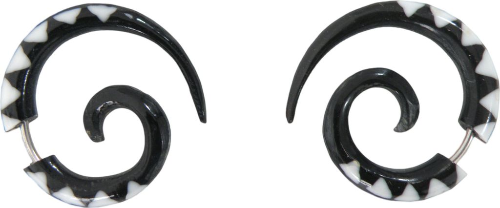 1 Paar Ohrringe aus Bone - Fake Piercing Sichel, 28mm, Farbe B