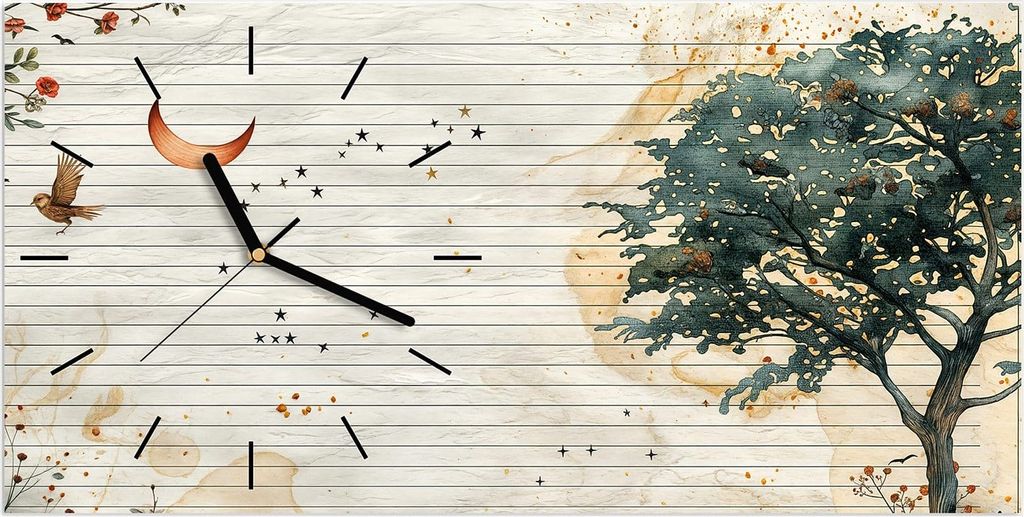 Wanduhr aus Glas mit Motiv Natur Notizblock- 60 x 30 cm - inkl. Aufhängesystem
