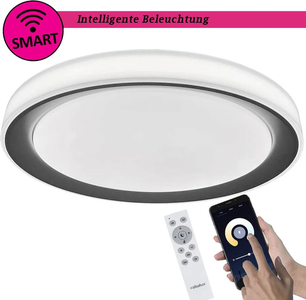 Plafonnier LED 40W Multicolore RGB Everest 51cm Argenté avec Télécommande - 13