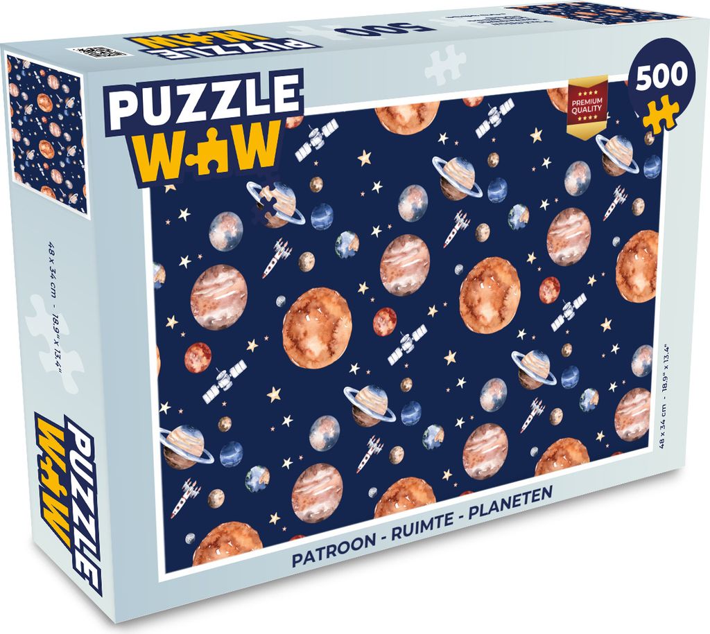 MuchoWow Puzzle 500 Teile Muster - Weltraum - Planeten - Jungen - Mädchen - Kinder - Kinder - 500 Teile - Kinder - Selberbauen - Puzzlespiele