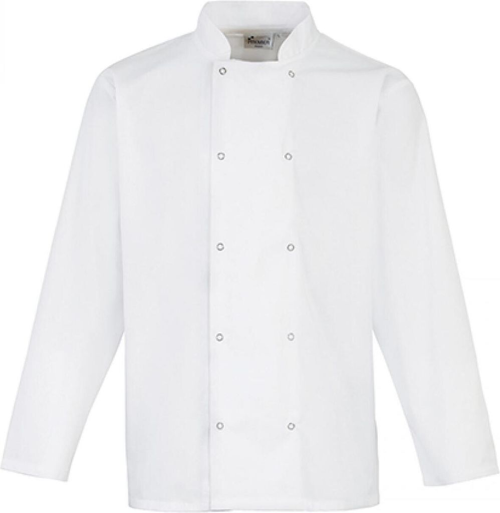 Premier Workwear PR665 | ChefŽs Long Sleeve Stud Jacket XS bis 3XL - Farbe: White - Größe: XL