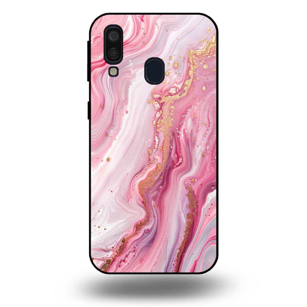 Smartphonica Handytasche passend für Samsung Galaxy A40 mit Marmordruck - TPU Rückseitenschutzhülle Marmordesign - Pink