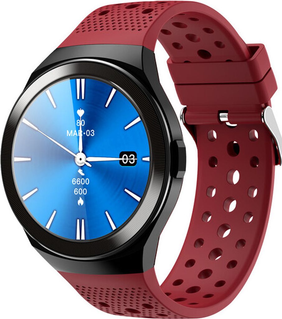 Rot Sportuhr mit Herzfrequenzmessung Wasserdicht 10 Sportmodi Daten für unbegrenzte Zeit speichern Unterstützung von Google Fit