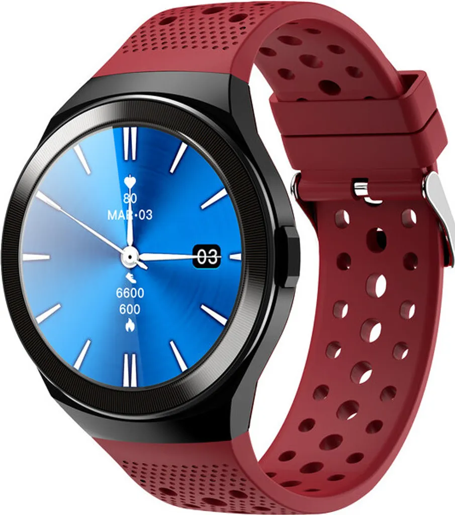 Smartwatch sport rouge multisport avec suivi cardiaque et Google Fit