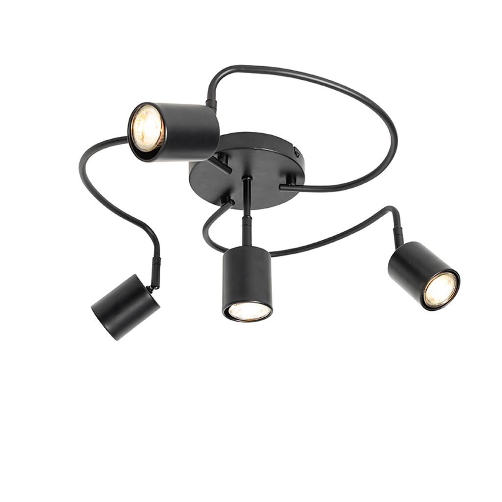 Qazqa Ducha Deckenstrahler Schwarz IP44 - GU50 Spot Für Badezimmer & Innenbereich