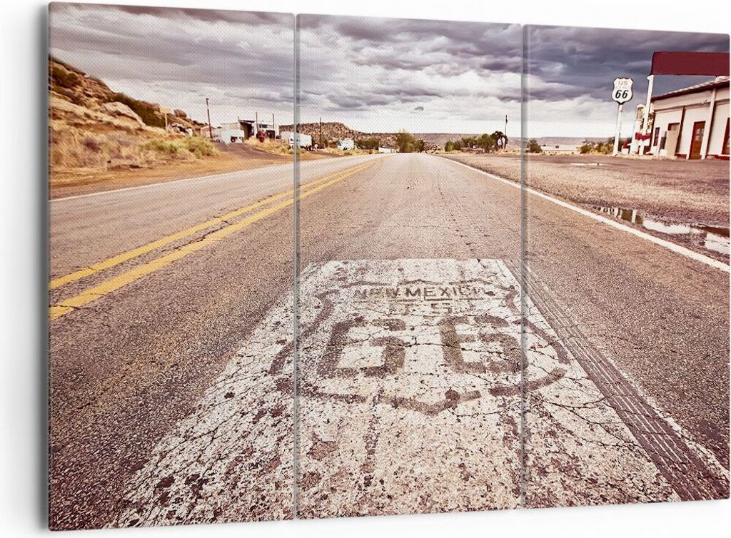 Bild auf Leinwand - Leinwandbild - USA Route 66 Reise - 165x110cm - Wand Bild - Wanddeko - Leinwanddruck - Bilder - Kunstdruck - Wanddekoration - L...