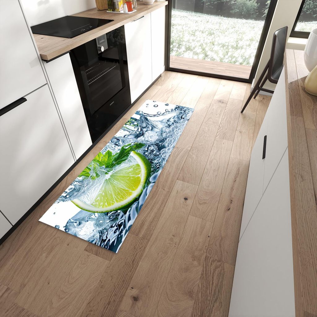 Küchenteppich 60x180cm rutschfest & abwischbar PVC Läufer - Limettenspritzer