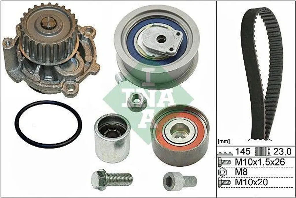 INA Kit courroie dentée OE 06B109244 et pompe à eau haute performance A4