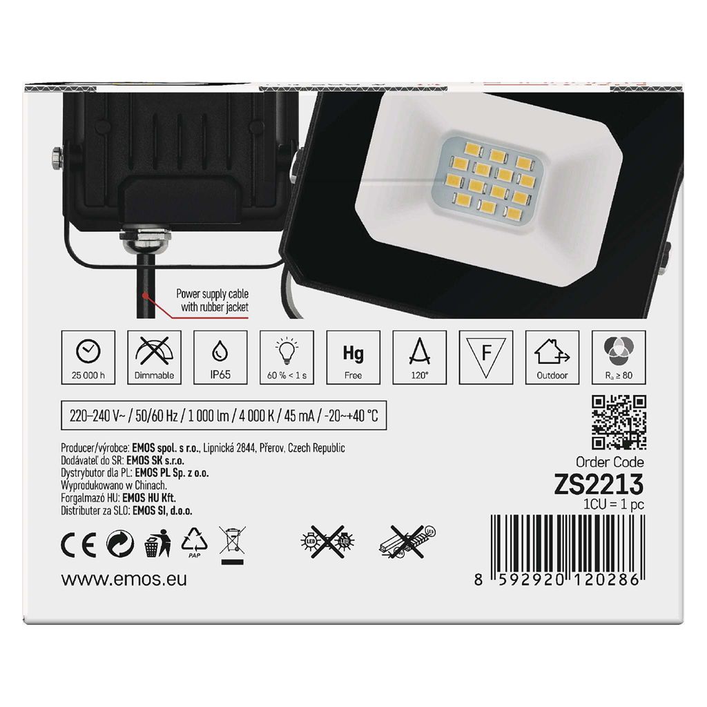 LED reflektor EMOS SIMPO 10 W, IP65, vodotesný do vlhkých Obrázok produktu 12