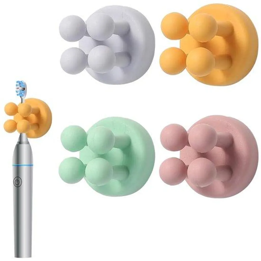 Porte-brosse à dents silicone : fini les trous au mur - Lot de 4 Pro