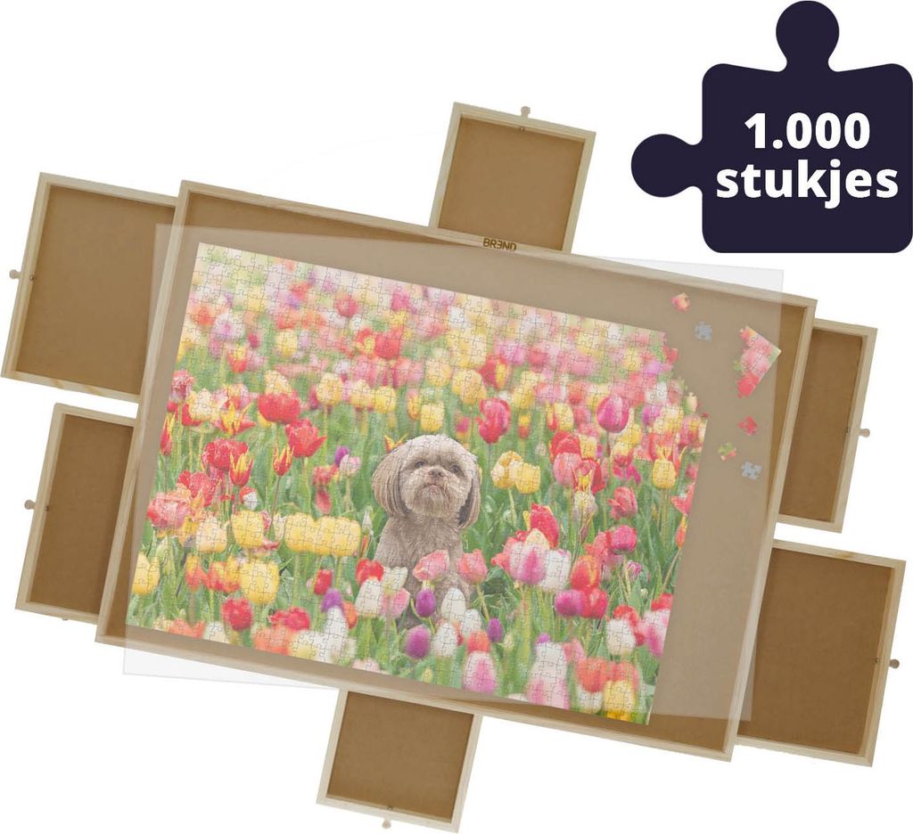 BREND BR-2216 Puzzleplatte für 1000 Teile – Puzzletisch / Puzzeltisch mit 6 Schubladen