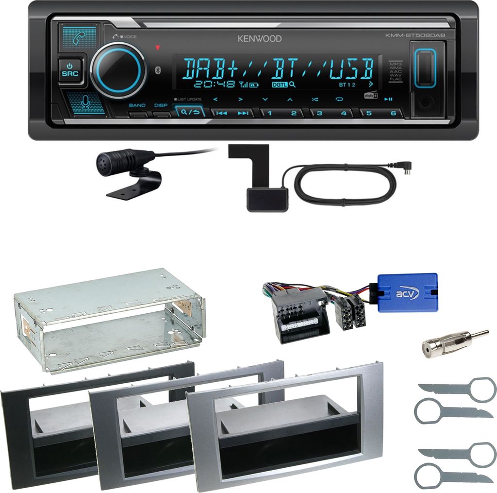 Kenwood KMM-BT508DAB Bluetooth DAB Einbauset für Ford Focus C-Max Fiesta Transit