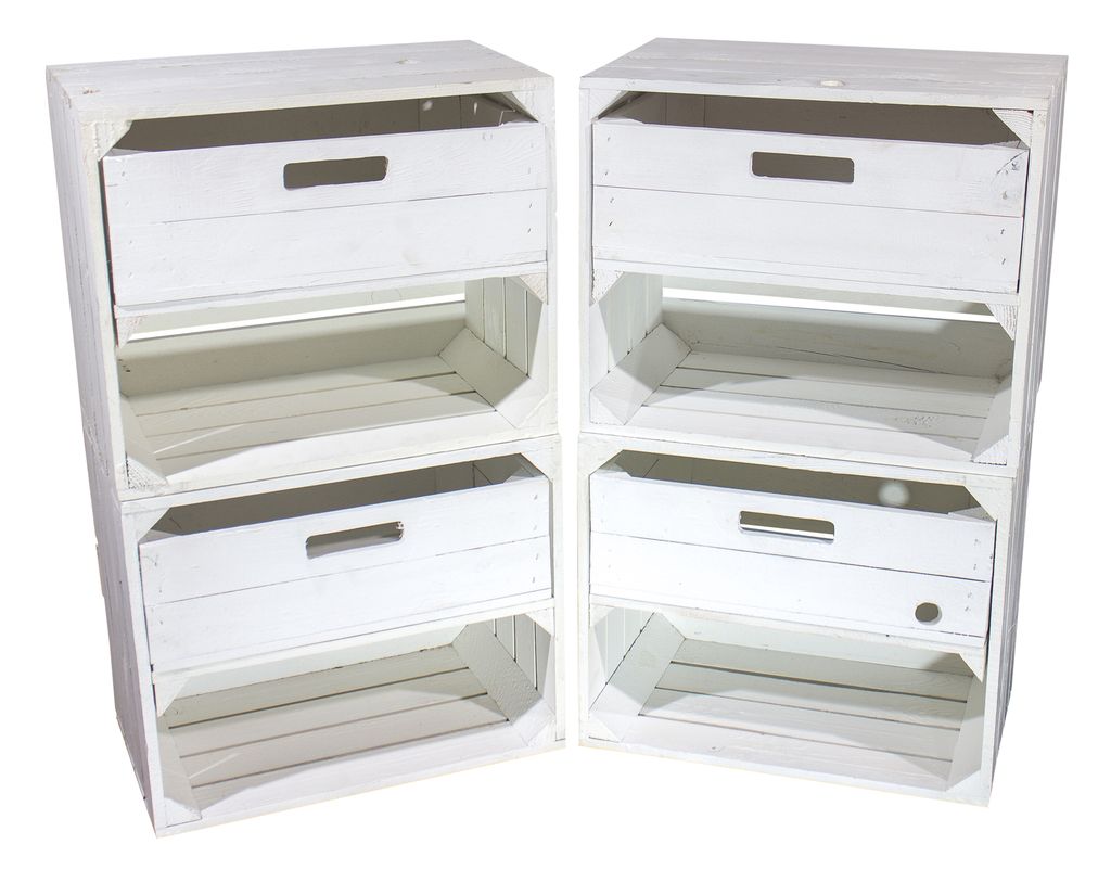 12er Set neues weißes /shabby Chic Wandregal mit Schublade 50cm x 40cm x 30cm Regalkiste Obstkisten/Weinkisten Holzkiste Regal