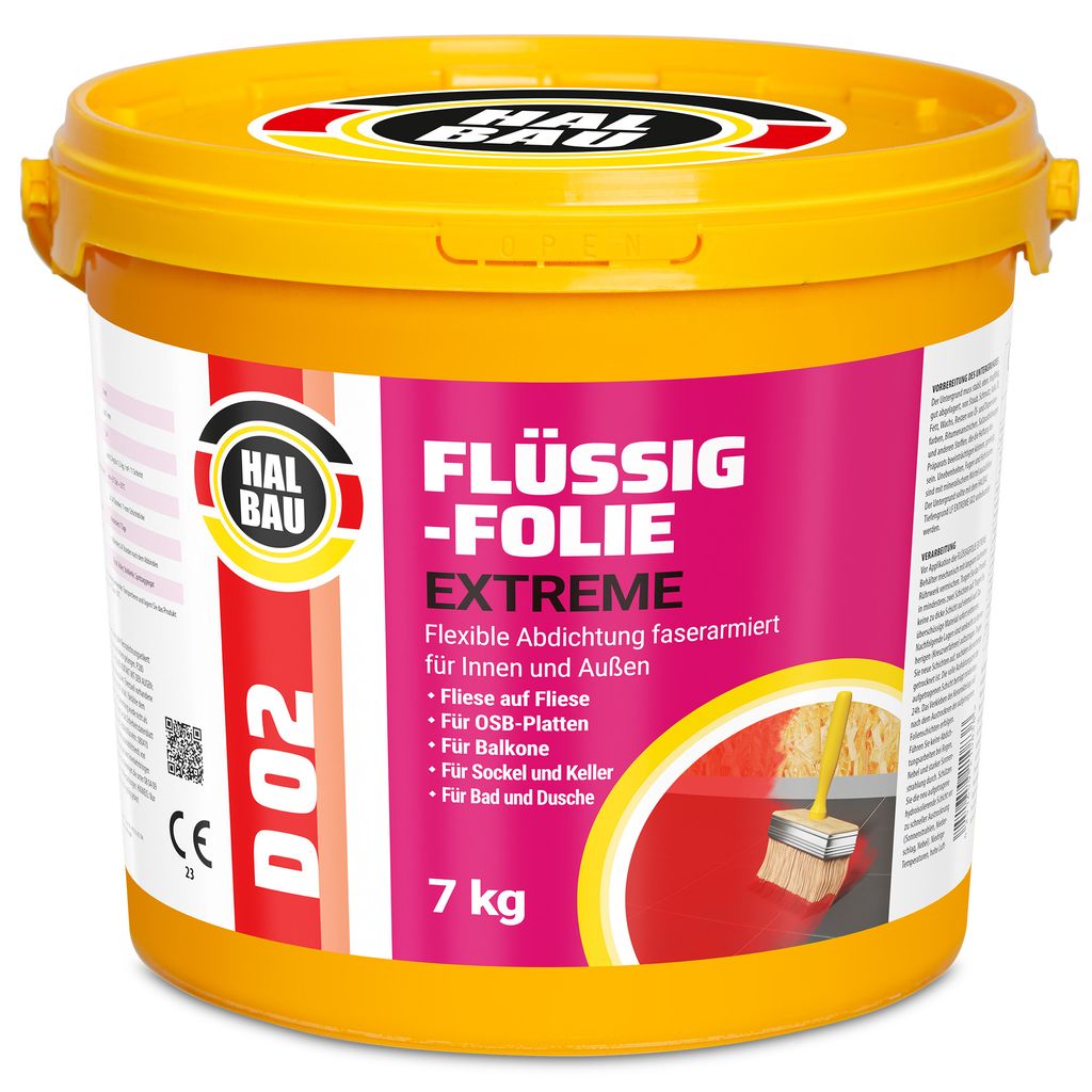 Flüssigfolie Außen 7Kg Wasserdicht Abdichtfolie Dichtmasse Balkon Dusche Bad D02