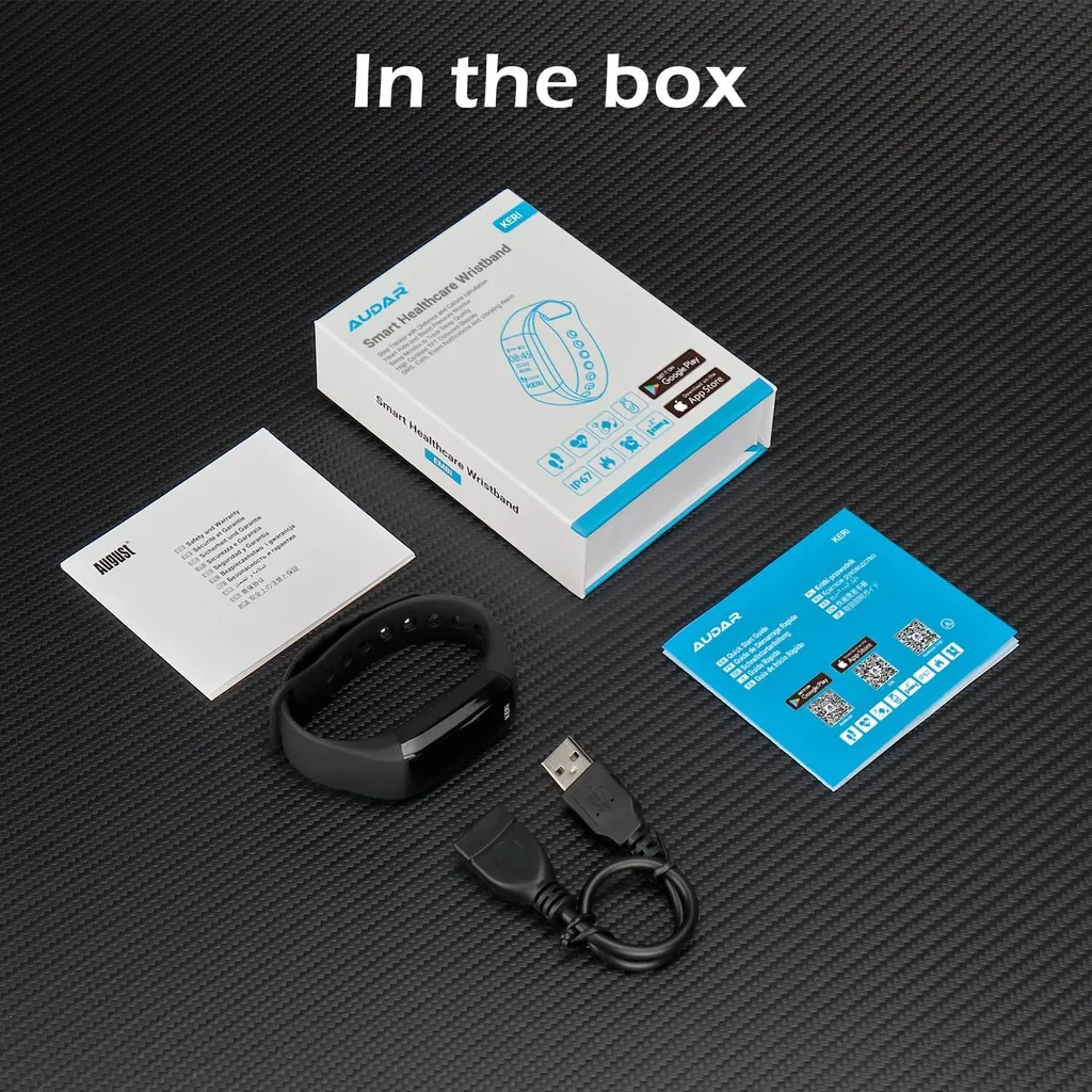 August Audar KERi Bracelet Fitness avec Tensioomètre et Oxymètre Noir