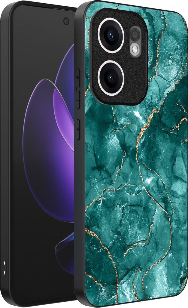 Smartphonica Telefon Fall geeignet für Oppo Reno 13F mit Marmor-Druck - TPU zurück Abdeckung Fall Marmor-Design - Gold Grün