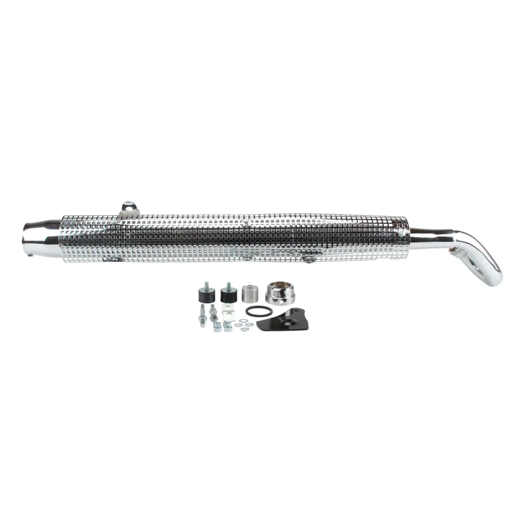 Échappement Chromé Arrière Ouvert Zündapp KS 50 Cross Set de Fixation