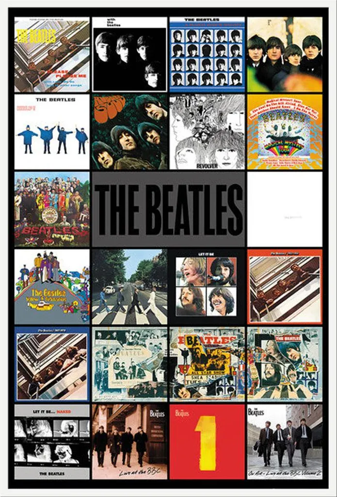 Affiches The Beatles Albums avec Cadre Shinsuke Blanc 61x91.5 cm