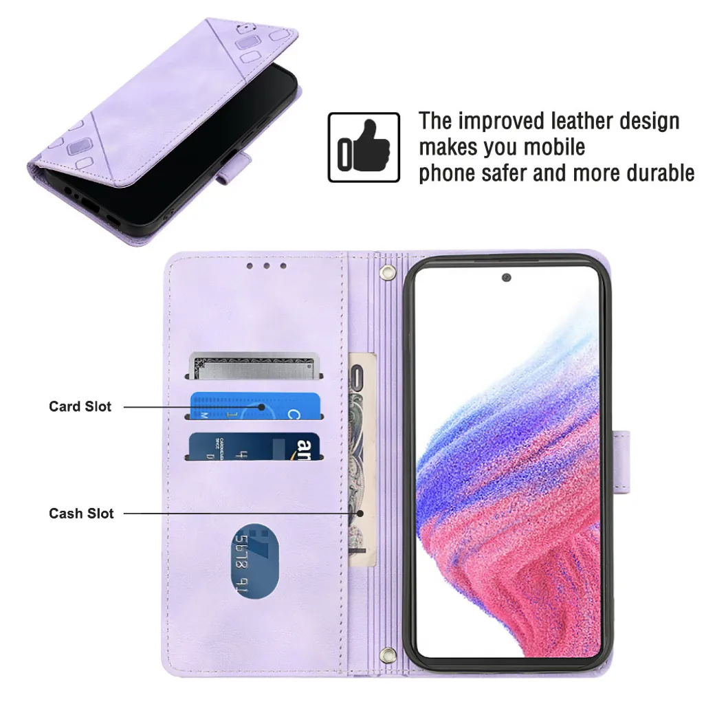 Cover Viola Samsung A73 5G: Custodia Elegante in Pelle con Intagli 3D - 5