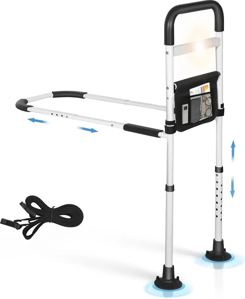 Sponda Letto Anziani Anticaduta - Alluminio + Luce LED Sensore Movimento