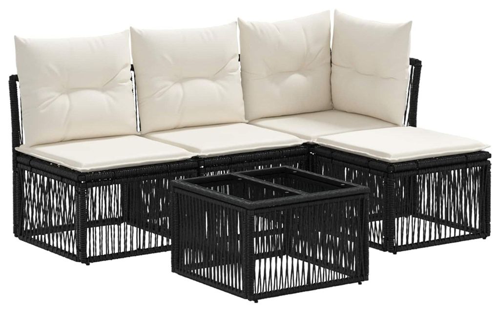vidaXL Gartensofa-set 5 pcs Schwarz Poly-Rattan