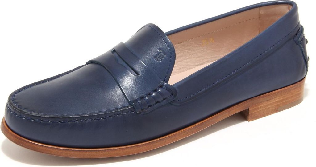 7835L mocassini blu donna TOD'S cuoio scarpe loafers schuhe women