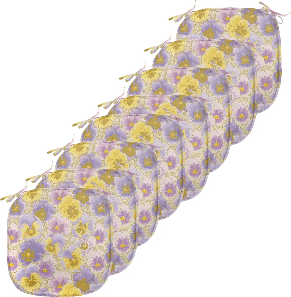 Coussin d'assise lavable avec attaches pour cuisine - 40x40cm Violet/Jaune