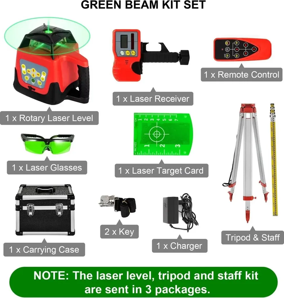 Laser rotatif autonivelant vert 500m - Set complet précision chantier