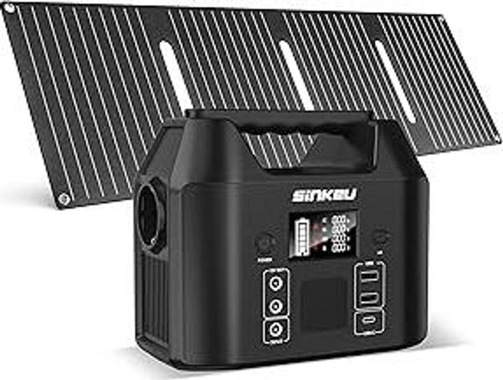 SinKeu 96Wh Tragbare Powerstation mit Solarpanel 40W, 30000mAh LiFePO4-Akku Solargenerator mit 230V 150W AC Steckdose/12V DC/USB, Notstromversorgun...