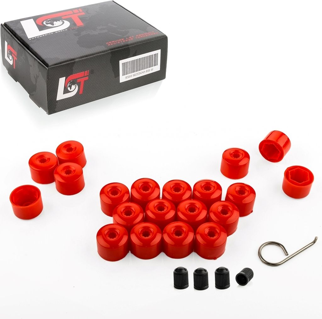 20x Radschraubenkappen rot diebstahlschutz 17 mm für SEAT TOLEDO VW GOLF POLO