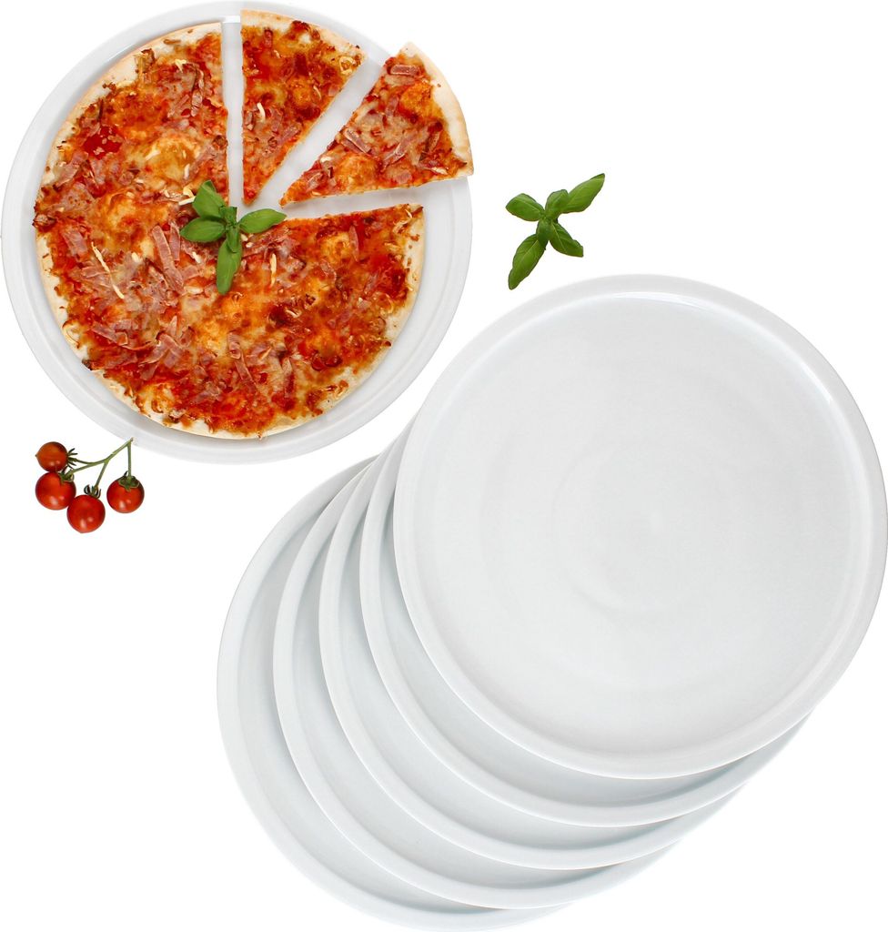 6er Set Bianco XL Pizzateller Ø33,5cm 6 Personen Teller weiße große Platte